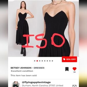 ‼️ISO‼️Vintage 90s Strapless Black Betsey Johnson x Lew Magram Dress